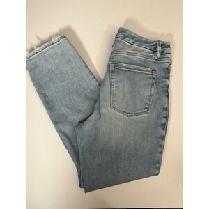 Good American Light Wash High-Rise Distressed Jeans Sz 14/32